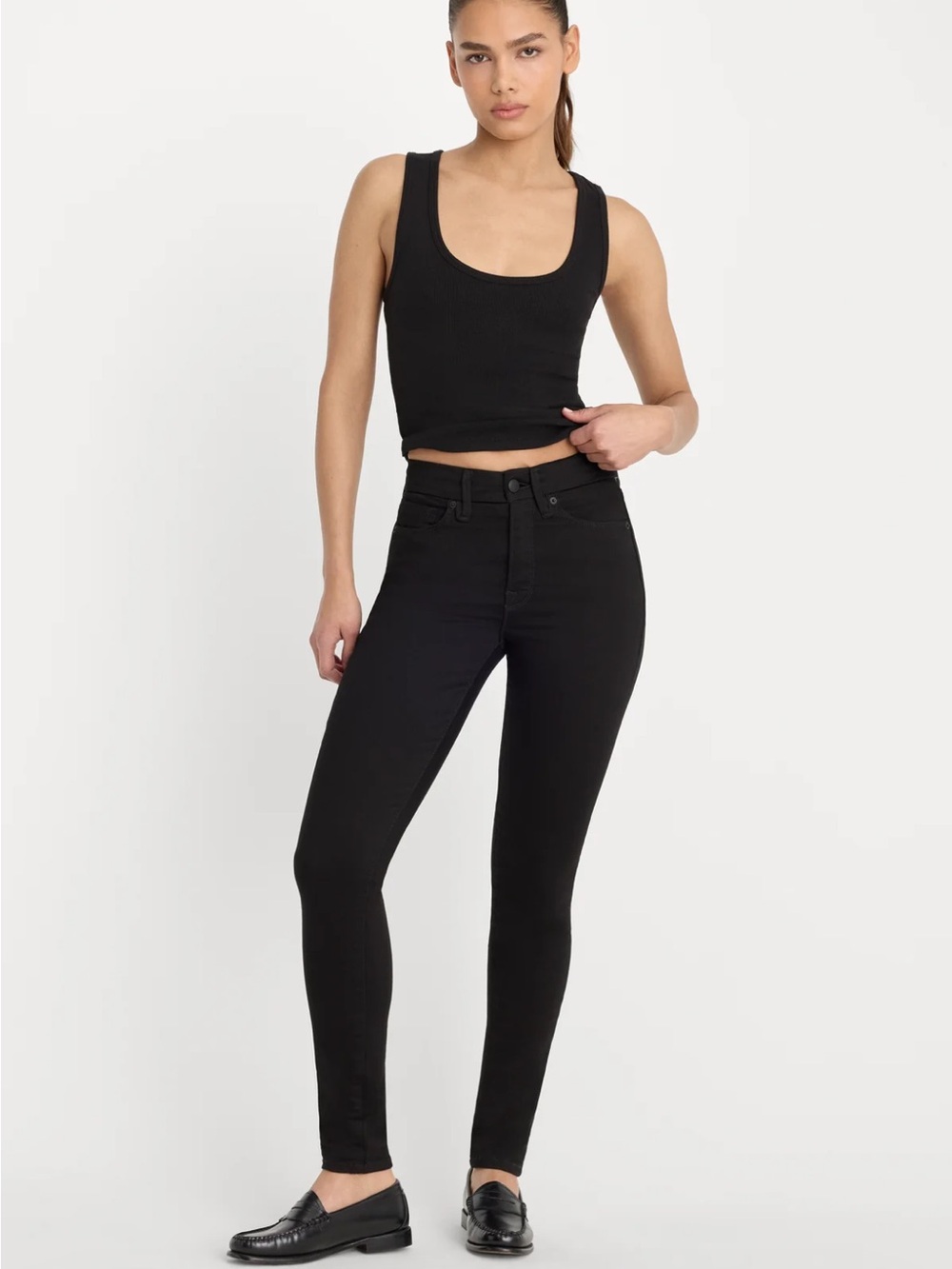 Good American Black High-Rise Skinny Jeans